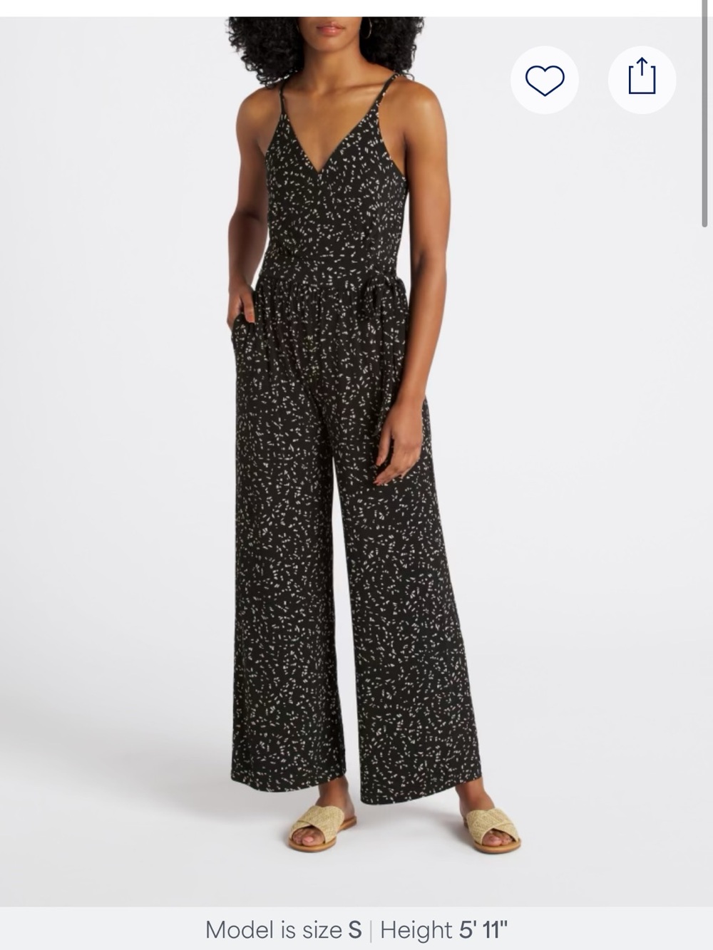 NWT Kaileigh Black Printed V-Neck Wide-Leg Jumpsuit